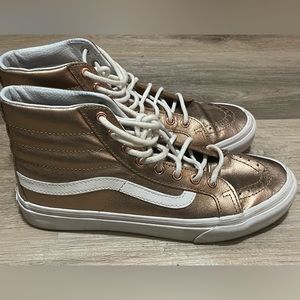 Vans Womens Metallic Rose Gold SK8-Hi Slim Sneaker